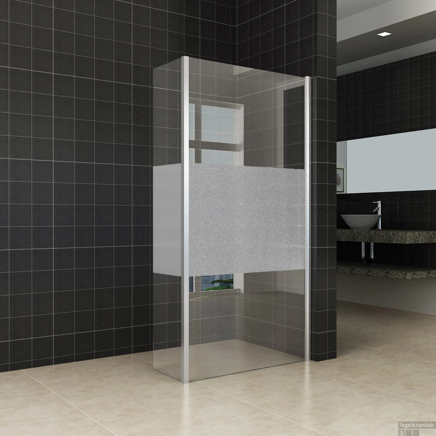 Zijwand Hoekprofiel Wiesbaden Met Middenband 30x200cm 10mm NANO 3 Zijwand Hoekprofiel Wiesbaden Met Middenband 30x200cm 10mm NANO